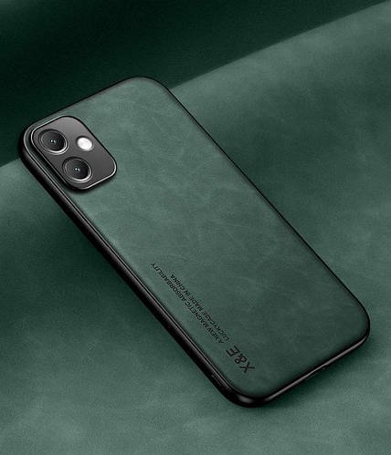 Шкіряний чохол XnE OPPO A3x з металевою вставкою Green