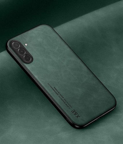 Шкіряний чохол XnE Samsung Galaxy A26 A266 з металевою вставкою Green