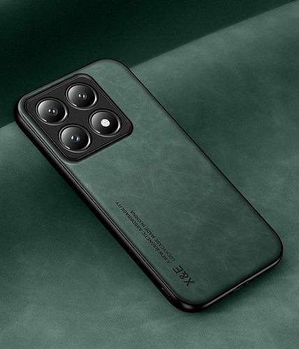 Шкіряний чохол XnE Xiaomi 14T з металевою вставкою Green