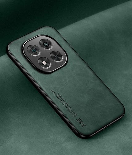 Шкіряний чохол XnE Xiaomi Redmi Note 14 Pro з металевою вставкою Green