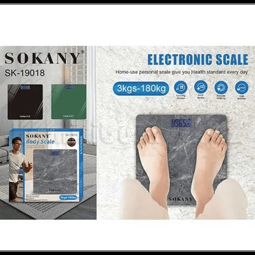 Настільні ваги Sokany SK-19018 з платформою з металу та скла, до 180 кг з точністю 100 г