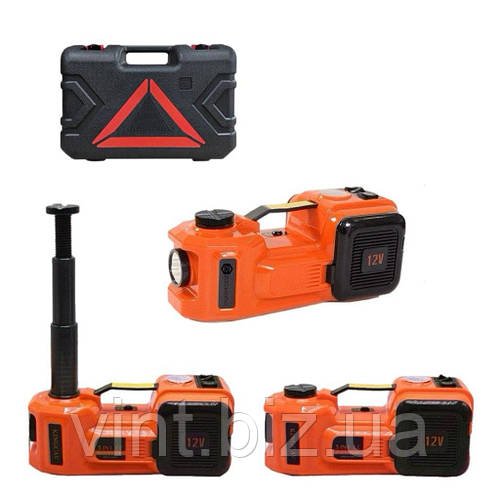 Електричний домкрат 12V 3в1 з компресором, ліхтариком, насосом (5т)