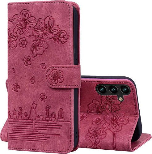 Чохол-книжка SHLab SakuraCat для Samsung Galaxy S24 S921 (мікрозамша)  Wine