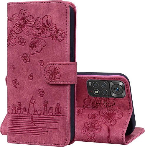 Чохол-книжка SHLab SakuraCat для Xiaomi Redmi Note 11S (мікрозамша)  Wine