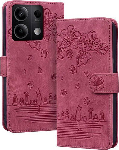 Чохол-книжка SHLab SakuraCat для Xiaomi Redmi Note 13 Pro 5G (мікрозамша)  Wine