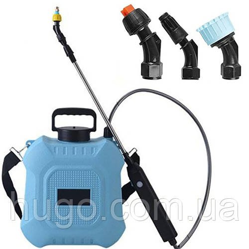 Акумуляторний обприскувач + 3 насадки, 8л, з USB зарядкою / Обприскувач для саду / Обприскувач садовий