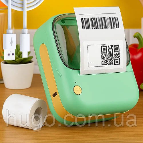 Портативний принтер для наклейок B-3, Зелений/ Міні принтер для друку/Каманний термопринтер