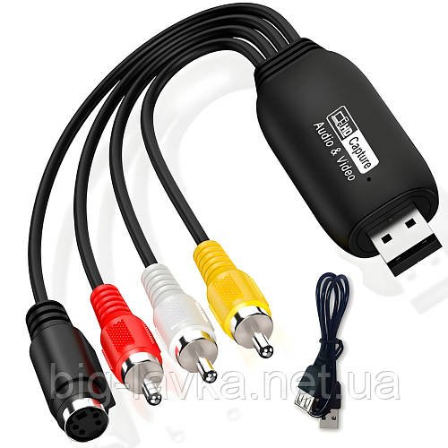 Мапа захоплення відео USB AV/S-Video RCA тюльпани 1080P  Чорний
