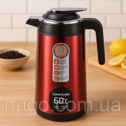 Електричний термос-чайник 3 л, 2200 Вт + база, Top Kitchen TK 00226, Червоний / Термочайник / Чаник термос / Трмопот