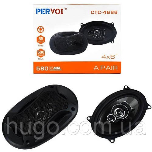 Автомобільна акустика 4х6" PERVOI CTC-4686 - динаміки для авто / Коаксіальна акустична двосмугова система