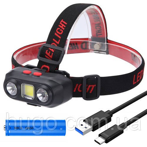 Налобний ліхтар BL-303 з USB зарядкою / Світлодіодний ліхтар