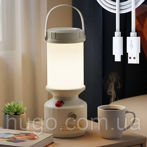 Світлодіодний акумуляторний нічник, з USB, Бежевий / Лампа з регульованою яскравістю / Світильник акумуляторний