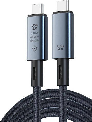 Інтерфейсний кабель MediaLab 240W 40Gbps (E-marker + 8K Video + Thunderbolt3/4) TypeC-TypeC 1m Grey