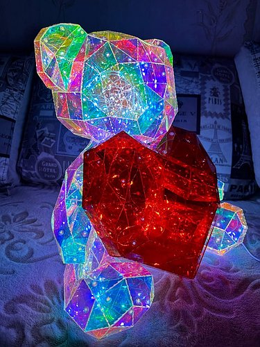 Нічник 3D "Ведмедик із серцем" (17 × 14 см) з голографічним ефектом і Multi-підсвіткою HP227