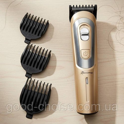 Акумуляторна машинка для стрижки волосся 4 насадки, GM 6112, Золотистий / Тример для стрижки волосся
