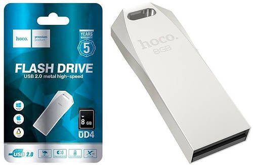 USB Флеш-накопичувач Hoco UD4 Intelligent high-speed USB2.0 8GB Silver