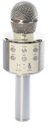 Бездротовий караоке мікрофон Wster WS-858 Bluetooth  Портативний караоке-мікрофон з динаміком Срібло