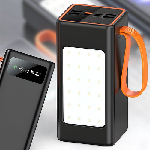 Power Bank 50000 mAh з 4 USB-портами, ліхтариком і дисплеєм