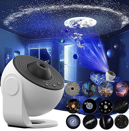 Проектор-нічник зіркового неба Galaxy Projector 360 ° з 13 космічними слайдами та таймером сну