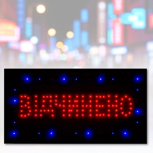Світлодіодна LED вивіска "Відчинено" з живленням від розетки 48x25 см