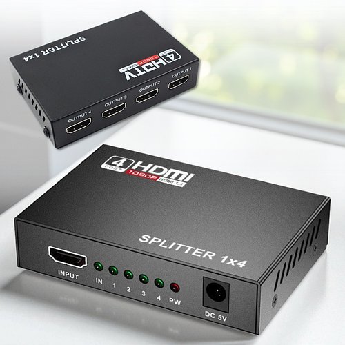 HDMI-розгалужувач на 4 порти з LED-індикацією та каскадним підключенням SPLITTER