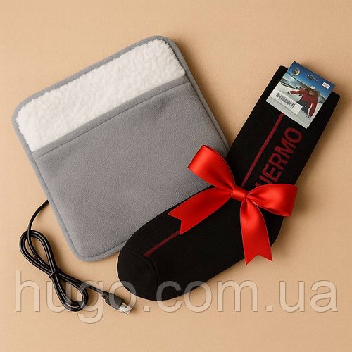 Електрична грілка для ніг до 60°, USB + Термоноски жіночі 36-40р / Електрогрілка для ніг / Електрокилимок для ніг
