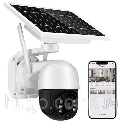 Автономна вулична 4G камера 3MP V380 на сонячній батареї / Поворотна IP камера відеоспостереження