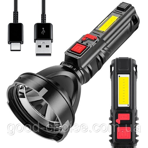 GS-830: Ліхтар-прожектор з USB-зарядкою / Тактичний ліхтар / Ліхтарик акумуляторний