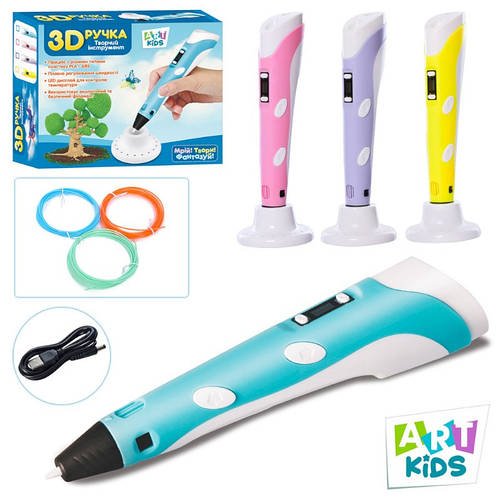 3D ручка ART KIDS (19см, PLA, USB-шнур, 4 кольори) AK 0010