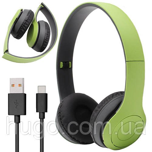 Бездротові Bluetooth навушники P47 з плеєром, Зелений / Повнорозмірні накладні навушники з мікрофоном