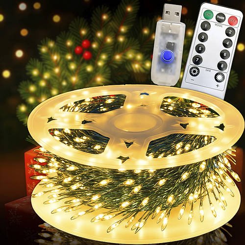 USB Гірлянда "Феєрверк" 20 метрів 600 LED 8 режимів світіння Тепле світло