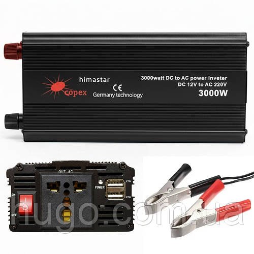 Автомобільний інвертор 12-220V, 3000Вт, 2хUSB / Перетворювач напруги / Автоінвертор