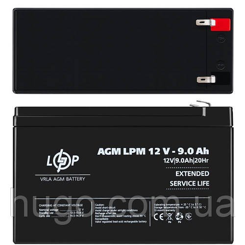 Акумуляторна батарея, 12V, 9Ah, AGM LPM / Свинцево-кислотний акумулятор / Акумулятор для ДБЖ