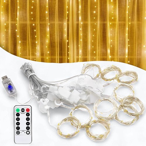 Світлодіодна USB гірлянда-штора "Роса" 3х3 метра 300 LED 8 режимів Теплий білий