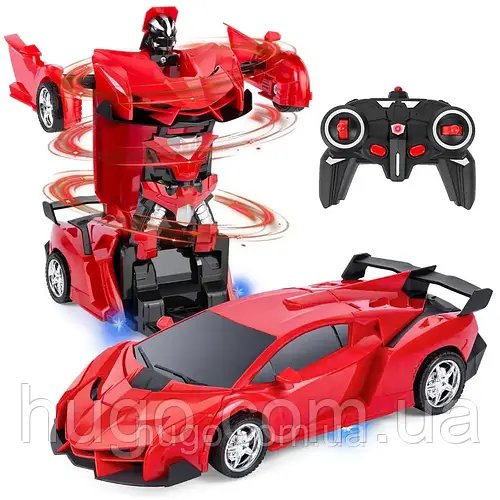 Машинка трансформер, на пульті керування, Lamborghini Robot Car Size 18, Червоний / Дитяча машинка на радіокеруванні
