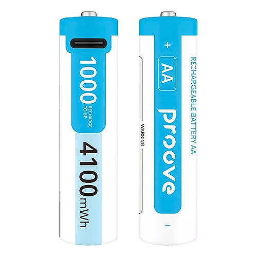 Акумуляторні батарейки пальчикові PROOVE Compact Energy Pro AA 4100mW Type-C літій-іонні 2 шт.