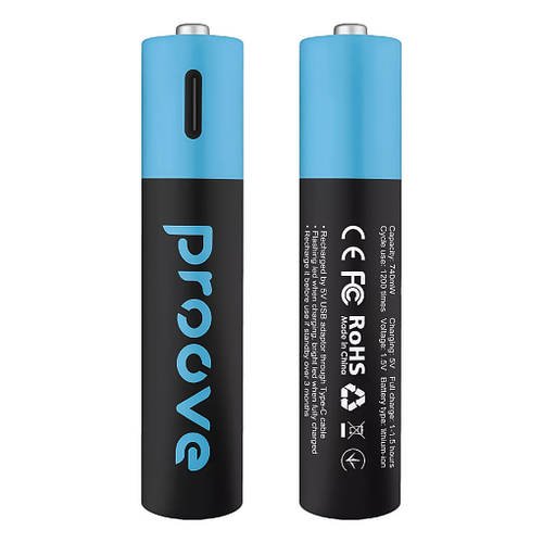 Акумуляторні батарейки мізинчикові PROOVE Compact Energy Pro AAA 740Wh Type-C літій-іонні 2 шт.