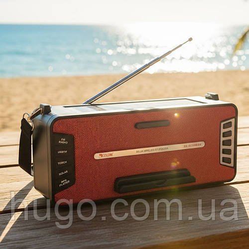 Портативна Bluetooth-колонка із сонячною панеллю, FM, USB, SD, GOLON RX-S2618BTS / Блютуз колонка з підставкою для телефону