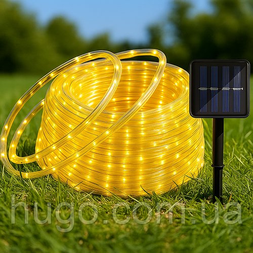 Гірлянда на сонячній батареї, 20м, 200LED, Теплий білий / Світлодіодна гірлянда вулична / LED гірлянда