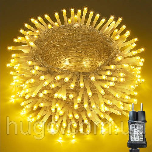 Гірлянда-нитка, від мережі, 40м, 400LED, Теплий білий / Світлодіодна гірлянда новорічна / LED гірлянда на ялинку