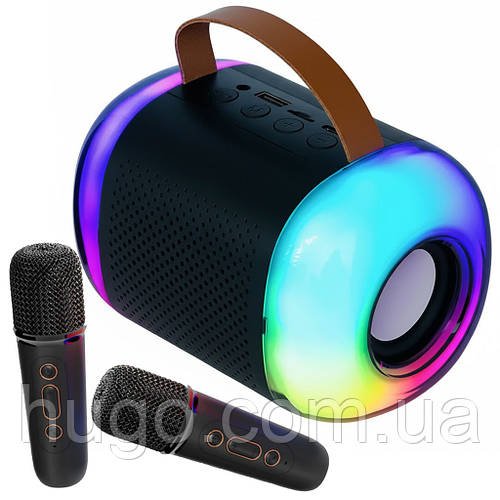 Портативна Bluetooth-колонка + 2 мікрофон (USB, SD, FM) K21-2 / Дитяча колонка караоке/Блютуз колонка