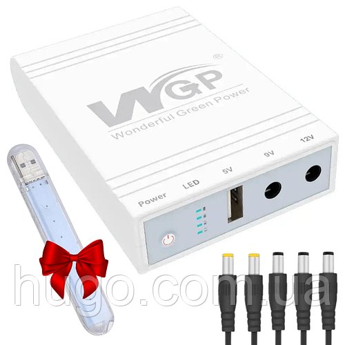 ДБЖ для роутера 10400мАч, WGP103 + Міні ліхтарик USB / Mini UPS для роутера / Джерело безперебійного живлення