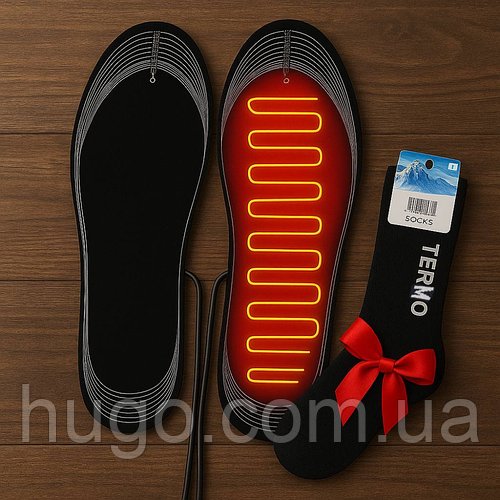Устілки з підігрівом від USB + Жіночі термошкарпетки 36-40р / Термоустілки для ніг / Тонкі устілки від повербанка