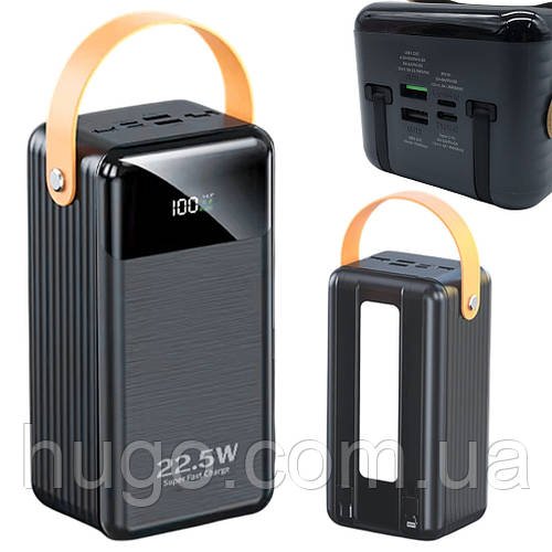 Повербанк на 60000mAh, 2хUSB + Type-C + Lightning, 22.5W, Remax RPP-565, Темно-сірий / Павербанк / PowerBank для телефону