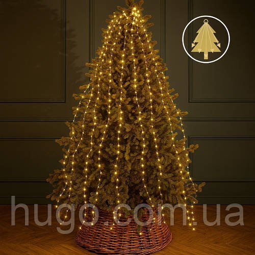Світлодіодна гірлянда Кінський хвіст від мережі, 500 LED, 2,5 м, 20 ниток, тепле світло / Новорічна гірлянда на ялинку