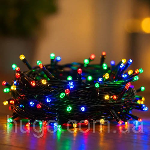 Мережева гірлянда-нитка, 500 LED, мультицвіт / Новорічна гірлянда на ялинку / Світлодіодна гірлянда / LED гірлянда