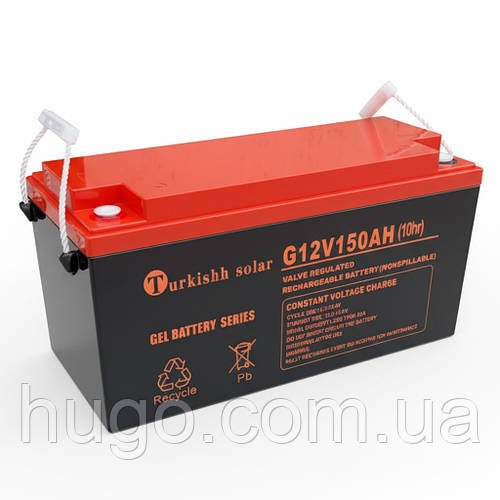 Акумулятор гелевий 12В 150Ач Turkishh Solar GEL150-12 / Акумуляторна батарея гелевого типу / АКБ для котла