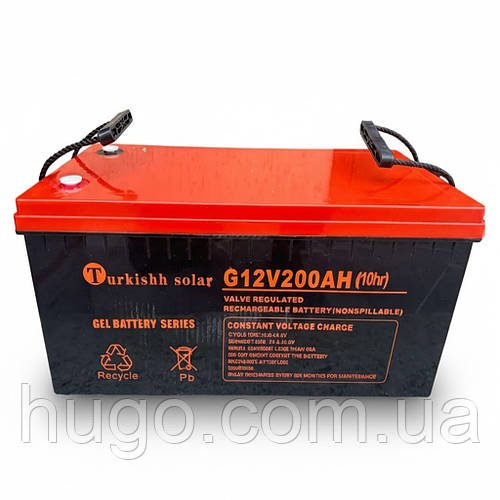 Акумуляторна батарея гелева 12V, 200Ah, GEL200-12 / Акумулятор гелевого типу / АКБ для сонячної батареї