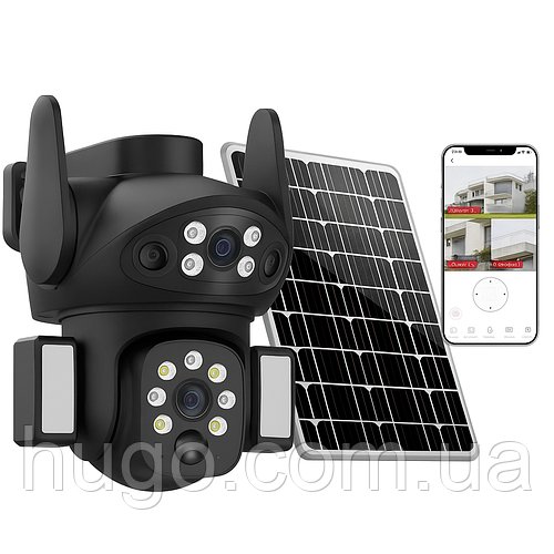 Вулична 4G камера VQ006: 8MP, PTZ, сонячна батарея (v380Pro) / IP камера спостереження поворотна