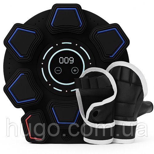 Боксерський настінний тренажер з Bluetooth та живленням від USB, в комплекті з рукавичками, колір чорний / Боксерська мішень /